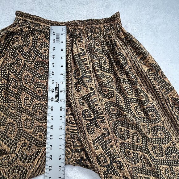 Kusnadi New York Womens Smocked High Waist Bohemian Harem Pants Handmade Brown - Picture 6 of 9